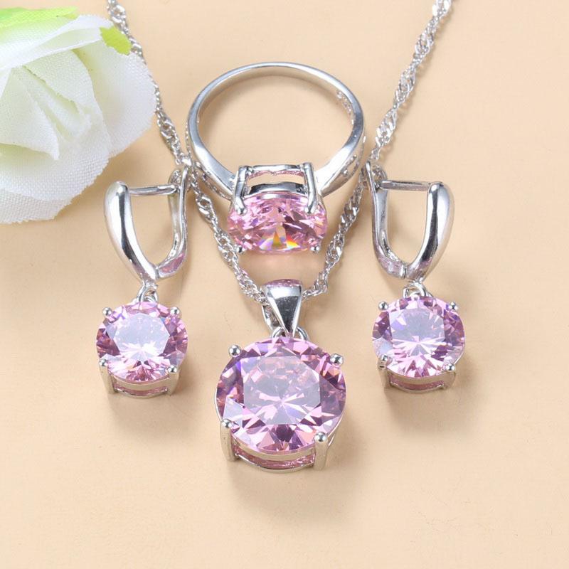 Bridal Wedding Round Moroccan Jewelry Sets With Stone Blue Cz Earrings And Necklace For Women Trendy Costume