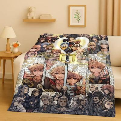 Sanrio Kingdom Hearts Cartoon Game Mickey Flannel Blanket,Ultra Soft Plush Throw for Home Bedroom Bed Sofa Cover Christmas Gift