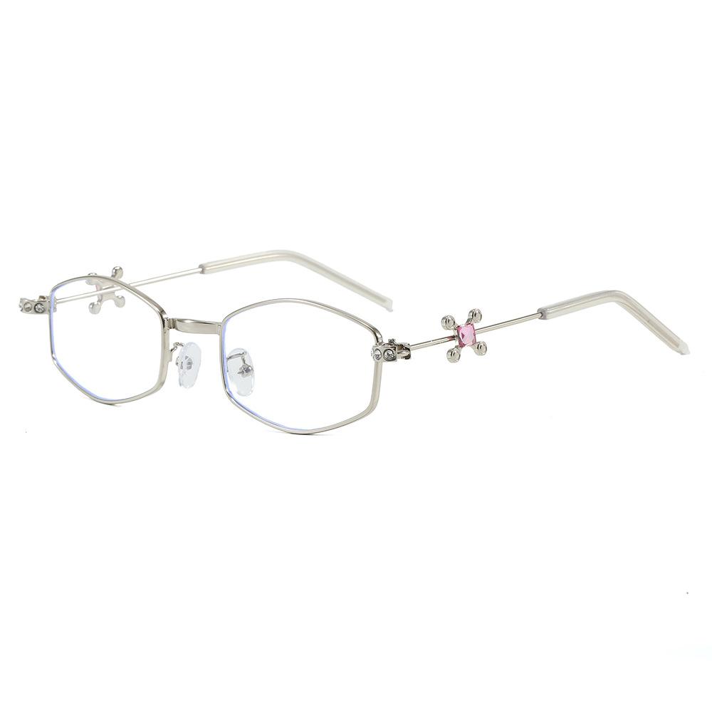 

Polygon Shape Woman Sunglasses Rhinestone Decoration Uv Protection Sun Glasses Women Campus Style Fashion Glass