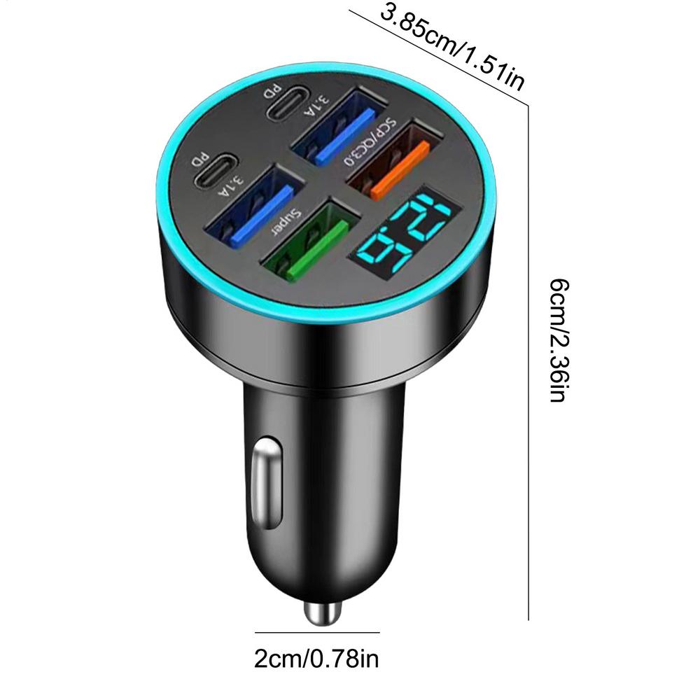 12V-24V PD+USB Fast Car Charger 66W Fast Charging Car Charger Adapter Digital Display Phone Fast Charger Charging Ports