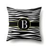 Polyester Pillowcase Zebra Pattern Printing Home Decoration Pillowcase 26 English Letter Cushion Cover Black and White