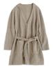 Two Hatch Fluffy Long Cardigan with T11 F Type B Cardigan, Open-Front Hood, Loungewear, Warm, (Hooded Gown)/Mocha