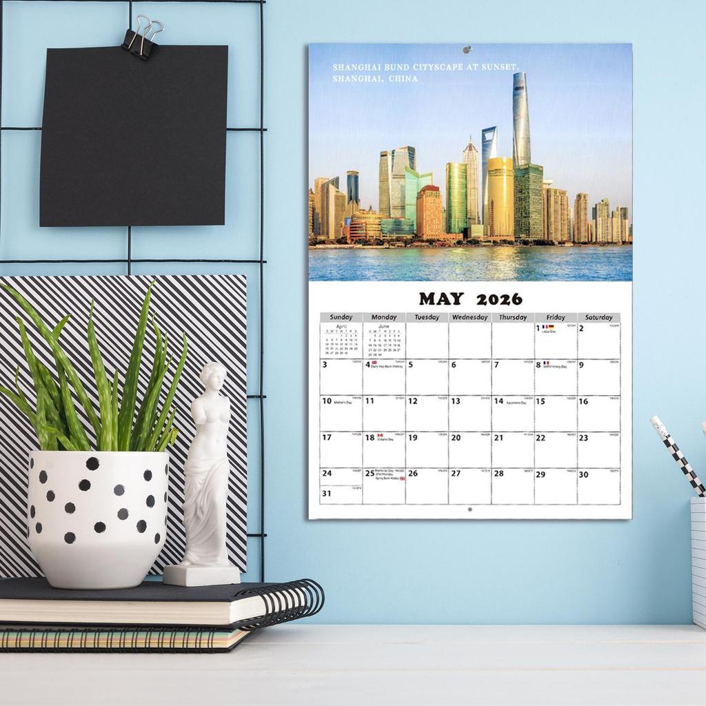 Landscape Wall Calendar 2026 World Scenery Wall Calendar 12 Month Decorative Home Office School Schedule Organizer for Apartment