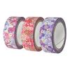 Kamiiso Sansho Made in Japan Washi Masking Tape, kimono-bi 3-Roll Set (Nadeshiko, Kiku-zakura, Nejir