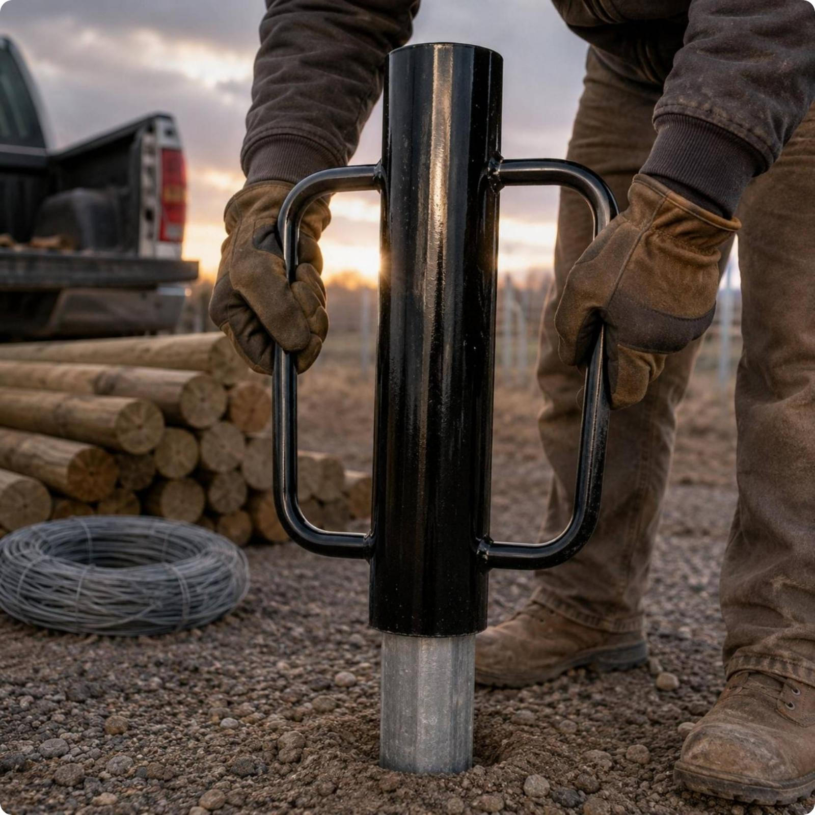 Fence Post Driver Stand-Alone Heavy-Duty Steel