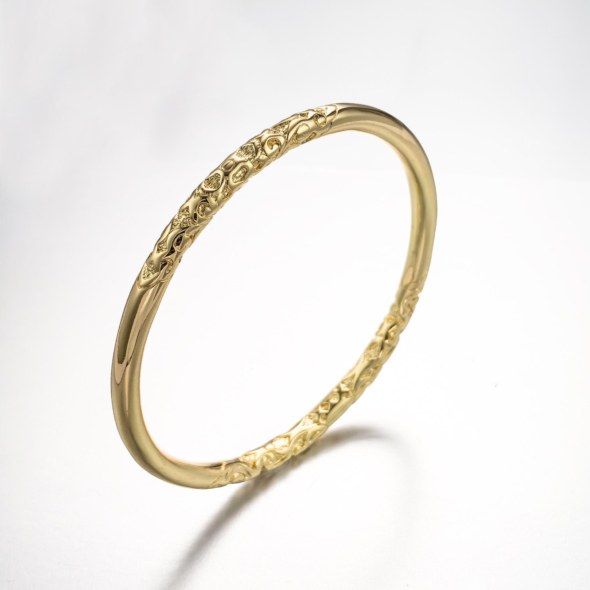Chinese Light Luxury Gold-Plated Scroll Bracelet for Women Copper Plated Real Gold