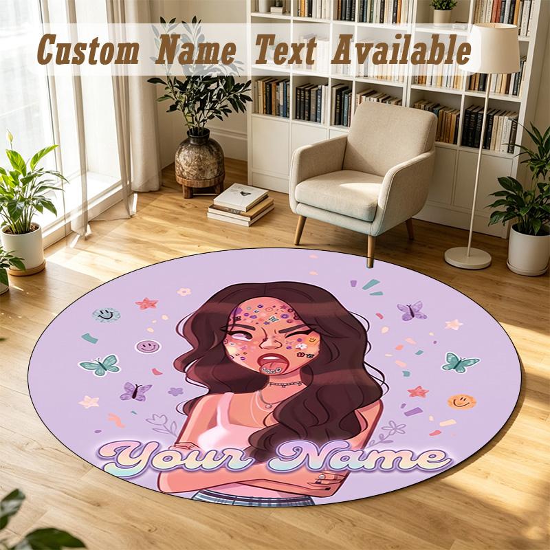 Covor Rotund Nume Personalizat Model Olivia Rodrigo Covor Antiderapant Decor Podea Casă