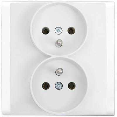 Gniazdo Podwójne Z Uziemieniem Białe Elektryczne Podtynkowe 1 Szt.