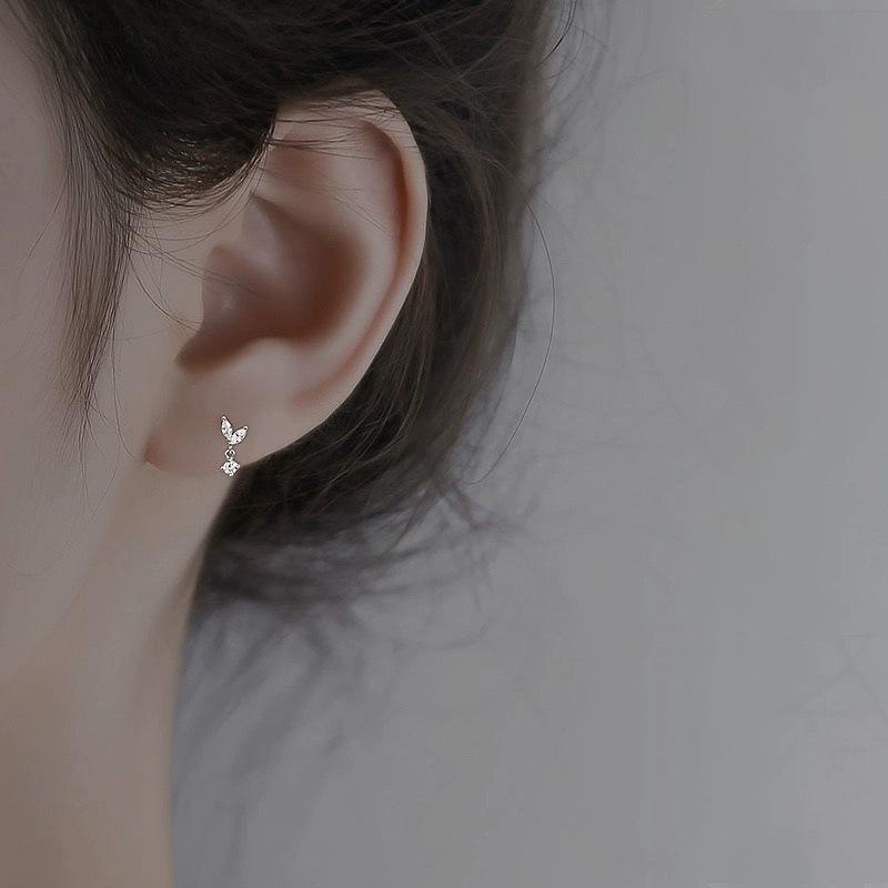 Bud Stud Earrings Women's Summer Diamond Ins Wind Niche Design Ear Jewelry