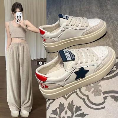 Star Little White Shoes New Girls Shoes Versatile Breathable Shoes Thick-soled Casual Women's Shoes