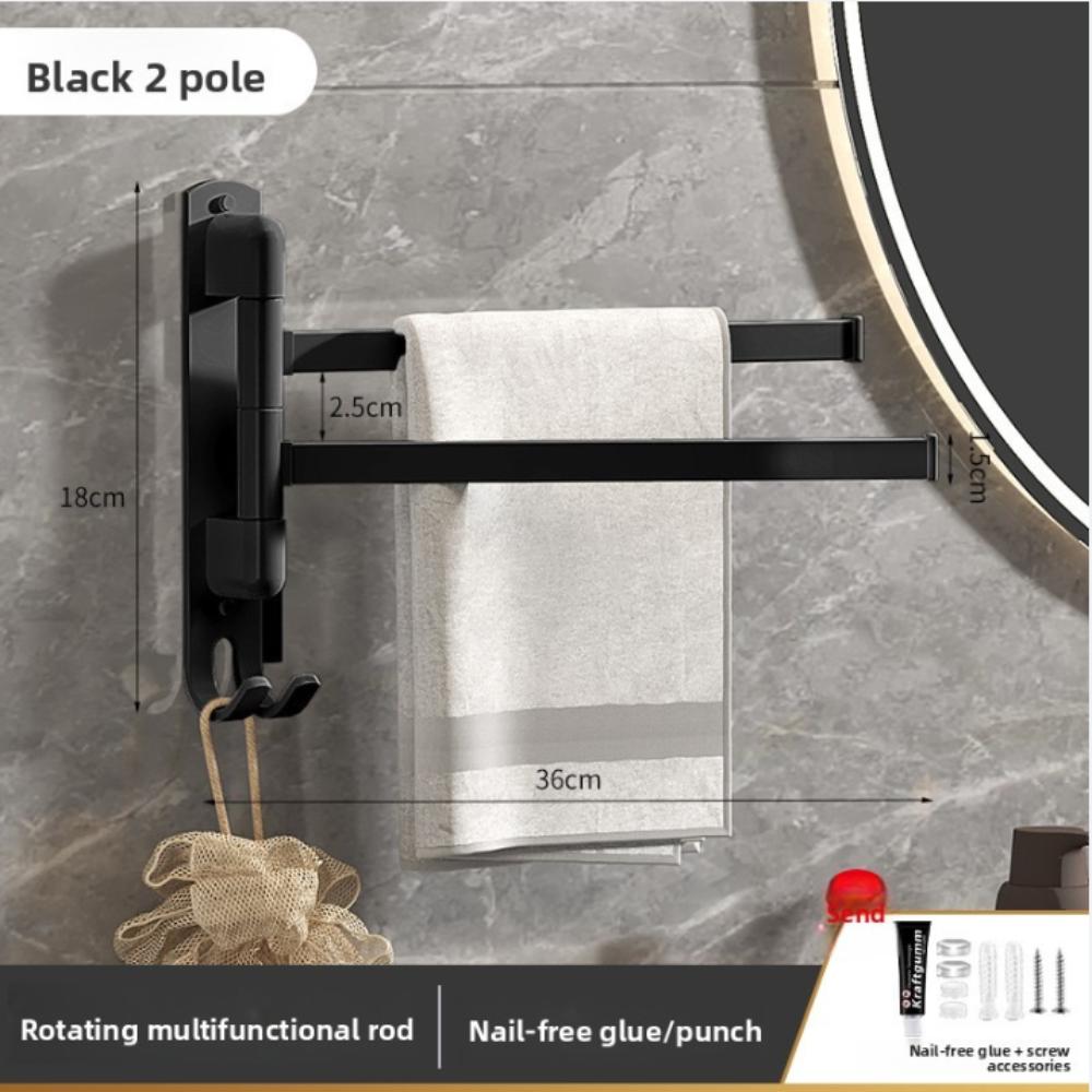 Multi-pole Suction Cup Towel Rack 180°Rotating Clothes Hanger Fashion Bathroom Towel Pole Rag
