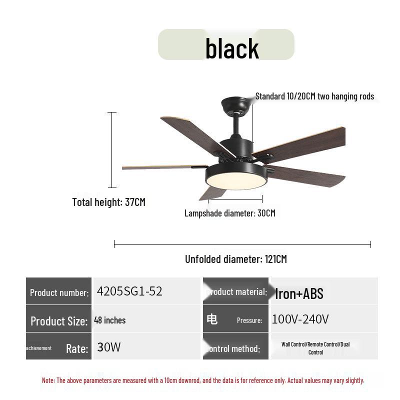 Remote-Control Ceiling Fan Light with Variable Frequency Wooden Blades for Living, Dining, and Bedroom