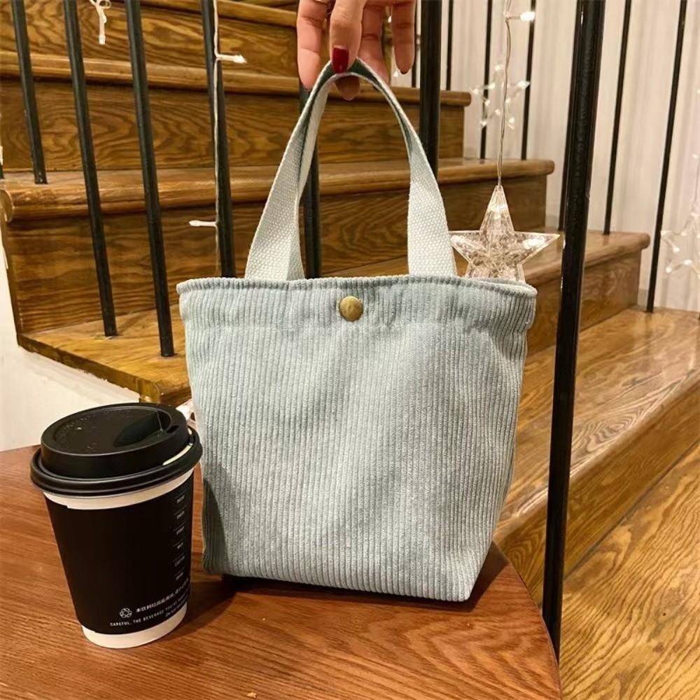 Trendy Corduroy Lunch Bag Cotton Cloth Small Size Lunch Box Portable Food Storage Bag Picnic Tote Bag