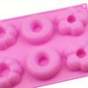 1Pc DIY Baking Supplies 6 Flower Shaped Donut Silicone Chocolate Mold Round Bread
