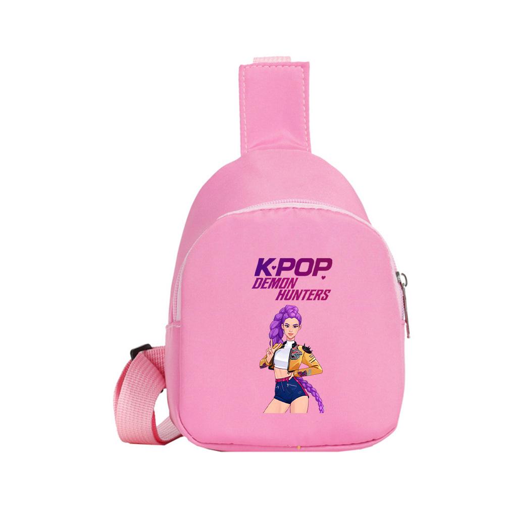 Anime Cartoon K-Pop Demon Hunters Printed Kawaii Chest Pack for Boy Girl Shoulder Bag Student Portable Crossbody Pouch Kid Gift