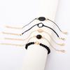 New European and American models, handmade black beaded map bracelet, round inlaid geometric black gemstones 1-piece set