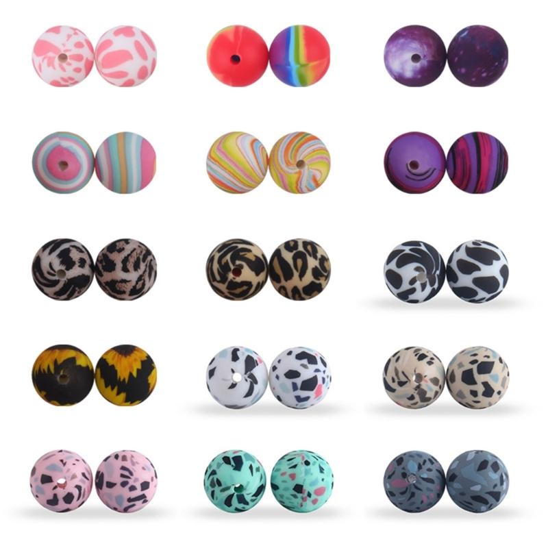 20pcs Silicone Beads with 15mm Diameter Food Grade Baby Teethers Beads Silicone BPA Free For Necklaces Pacifier Holder