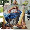 Jesus Jungfrau Maria Prayer Blanket- Lightweight Flannel Throw for Sofa ,Digital Printed Blanket with Soft & Worm Flannel Fabric