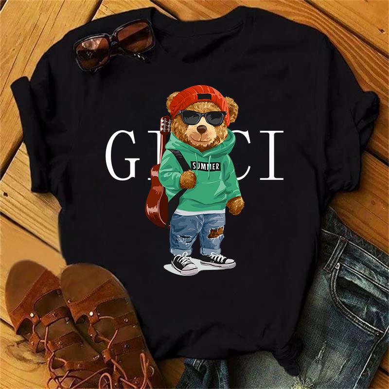 Clothes Ladies Summer T Clothing Print Fashion Casual T-shirts Golf Bear Letter 90s Trend Cute Short Sleeve Women Female Graphic