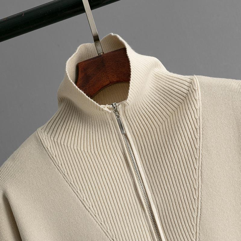 Autumn And Winter Solid Color Collar Half Zipper Knitted Top Elegant Bag Skirt Fashion Two Piece Set