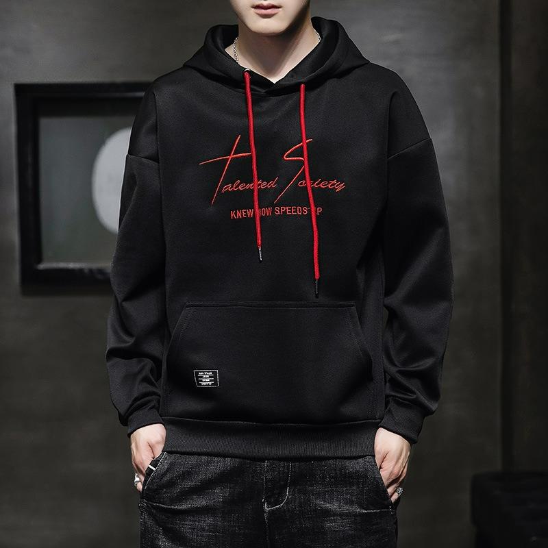 Men's Sweaters, Men's Spring and Autumn Loose Hooded Sweaters, Trendy Jackets, Fashion Letter Printing Pullover Clothes