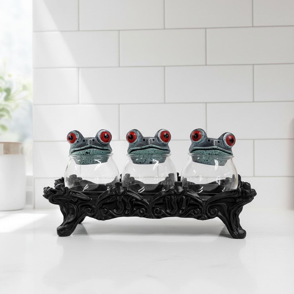 3 Piece Frog Spice Jar Set Clear Seasoning Jars Empty Spice Containers for Salt Pepper Spices Tea Leaves