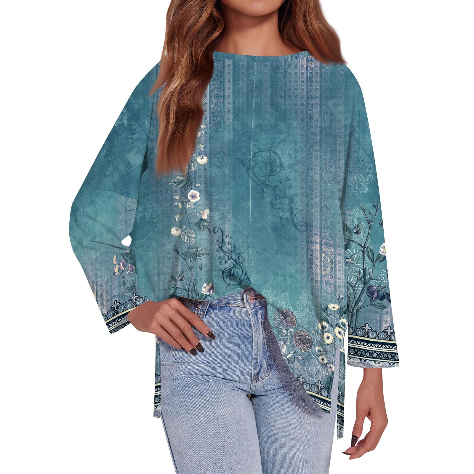 Женская модная свободная футболка большого размера с круглым вырезом — фото 5