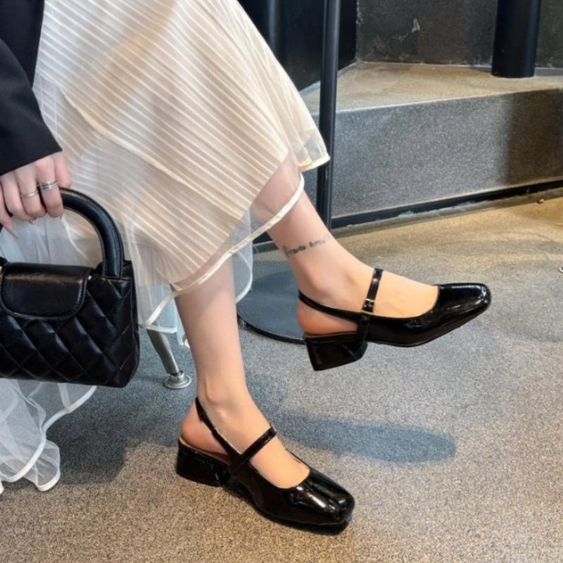 

2026 Новые Женские Туфли Женские Милые Из Искусственной Кожи Весенние Офисные На Квадратном Каблуке Женская Мода Туфли 35 чёрный
