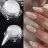 Mondlicht Perlmutt Weiß Nägel Glitzerstaub Chrom Aurora Weiß Einreiben auf Pulver Muschel Spiegel Pigment Nagelkunst Zubehör Dekoration