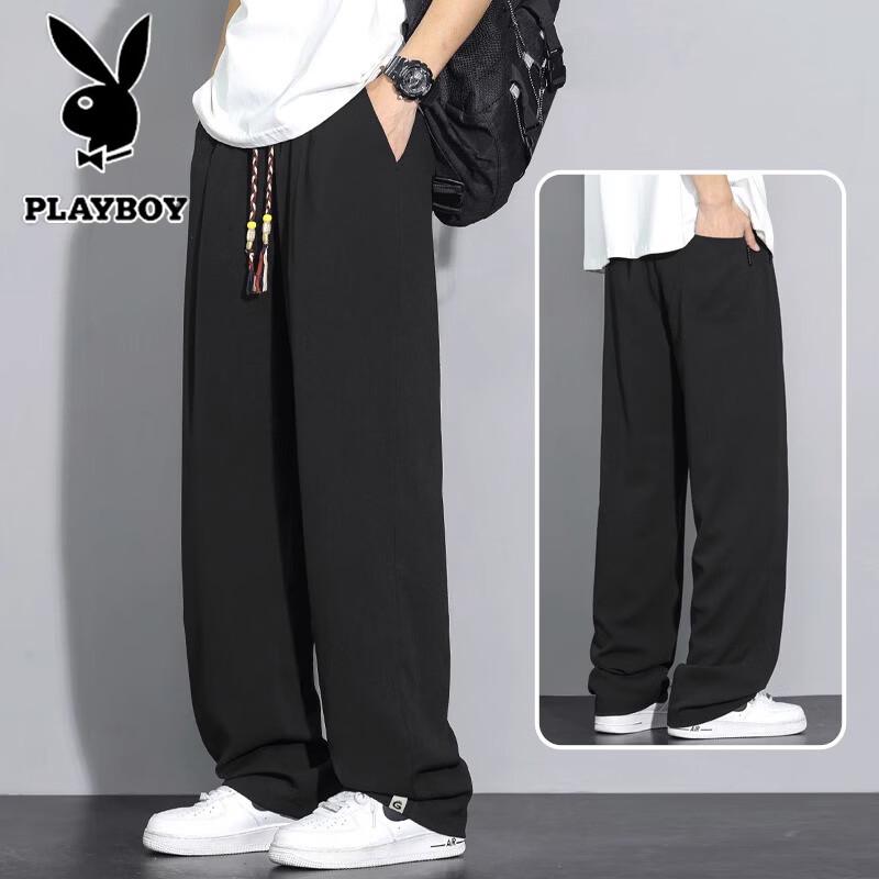 Playboy Men s Summer Lightweight Straight Leg Casual Pants 2XL чёрный