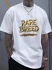 Men's Oversized Black T-Shirt with Golden Rare Breed Drip Print - Streetwear Sum