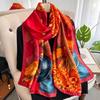 New 90*180CM Fashion Luxury Lady Print Design Shawl Soft Satin Silk Scarf Shawl Versatile Women Long Silk Scarves