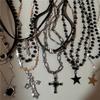 Personalized Punk Star Heart Cross Chain Double Layer Necklace For Men Women Y2K Fashion Trend Rock Party Grunge EMO Accessories