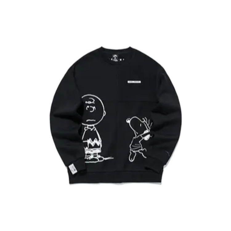 

ANTA Men s Peanuts Collaboration Crew Neck Sweatshirt Black 952149730-3 S