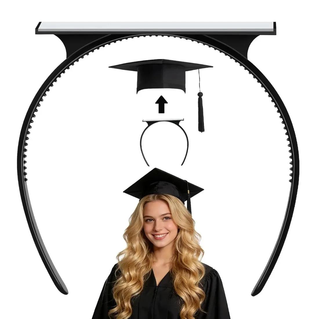 

Soft Felt Flexible Plastic Grad Cap Headband Insert, Hairstyle Protection for Graduation Hat Placement чёрный