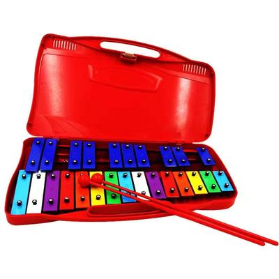 Seika Colorful Metallophone, 25 Notes, Musical Educational Material, Includes 2 Mallets, Orff Instruments (Red)