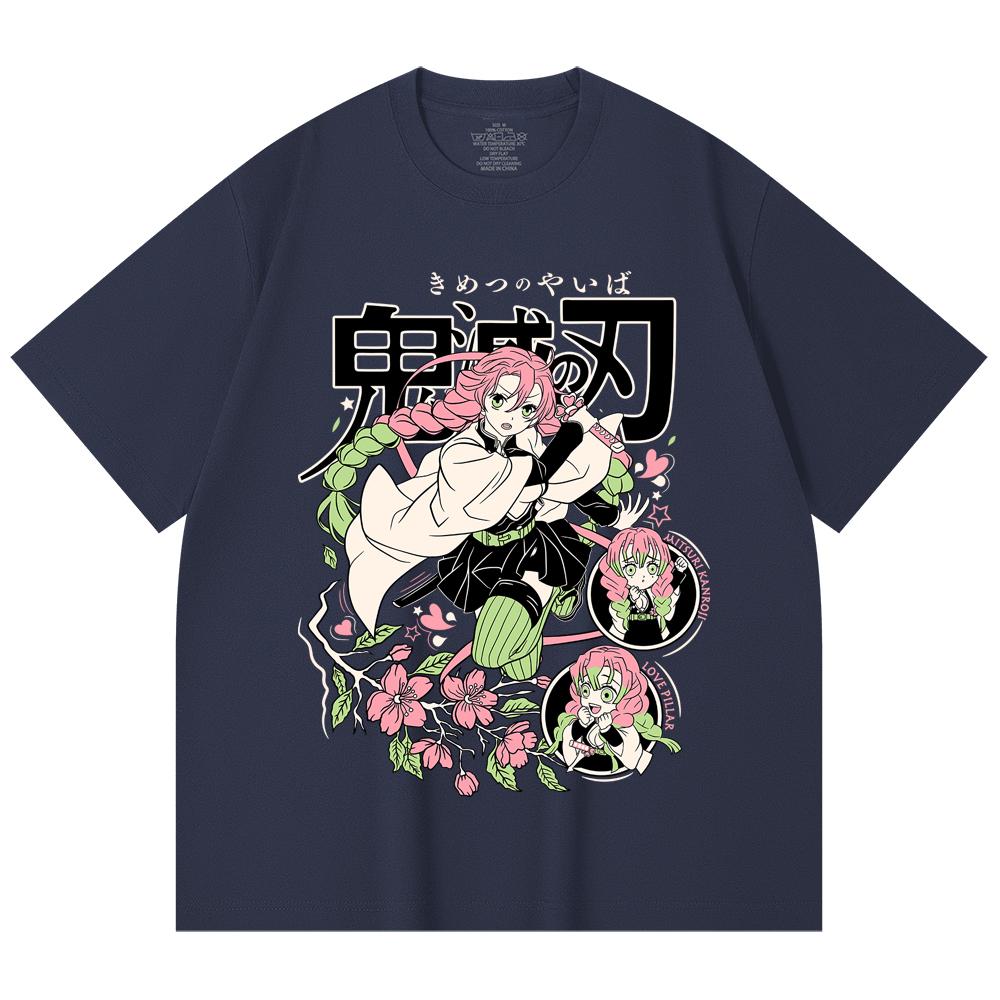 230 Gsm 100% Cotton Demon Slayer V6 Mitsuri Print Unisex Heavy Cotton T Shirt