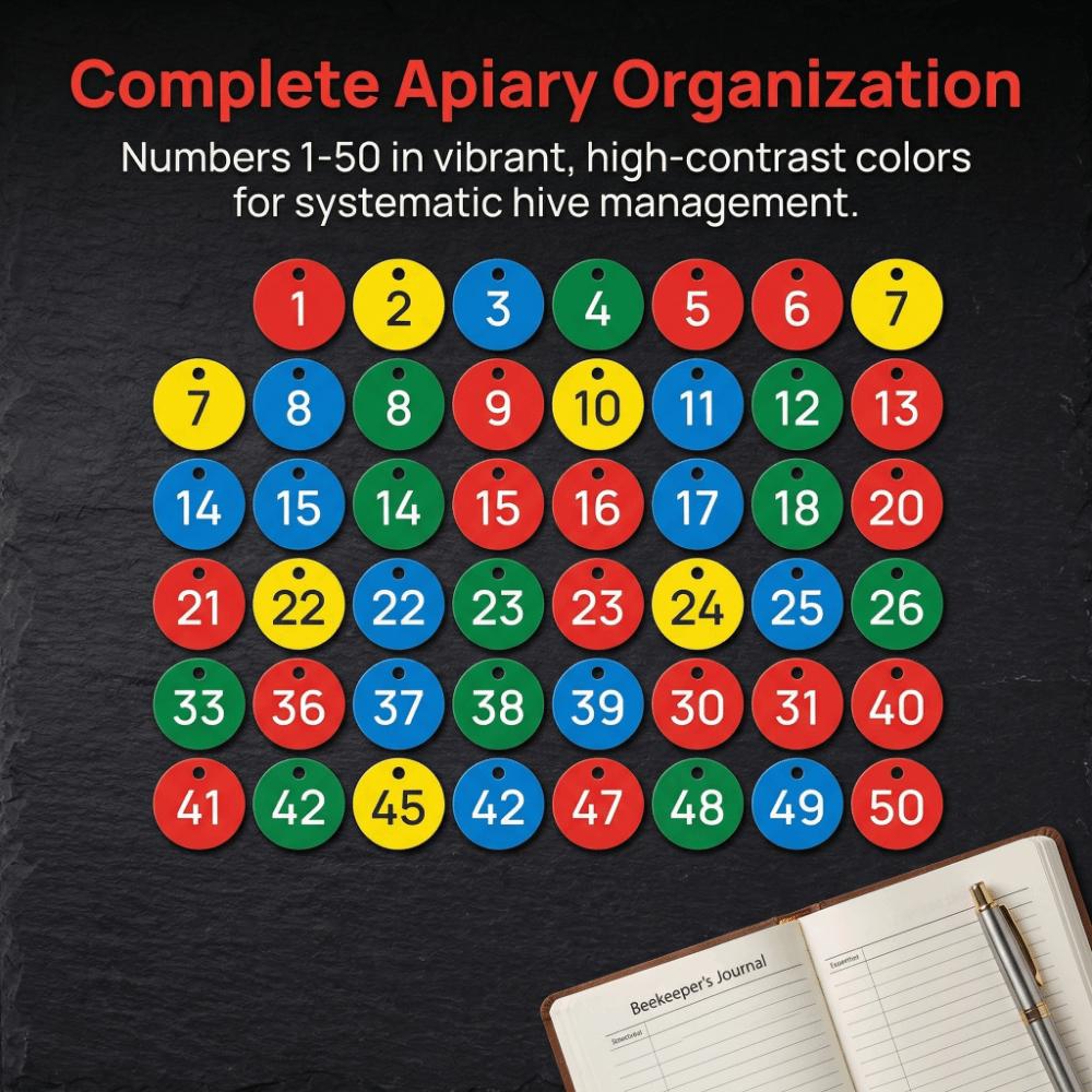 50Pcs Colorful Number Labels Small Holes Identification Tag Reusable Tag Animal Identification