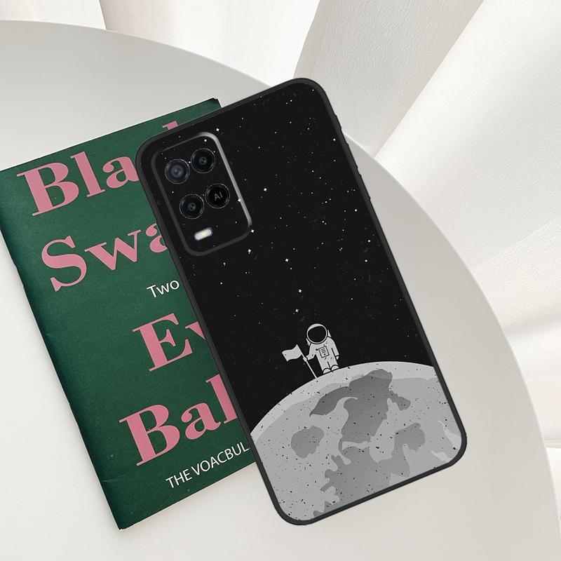 Moon Stars Space Astronaut Case For Oppo A54 A74 A94 A54S A57S A15 A16 A17 A52 A72 A76 A96 A58 A78 A98 A77 A5 A9 Cover