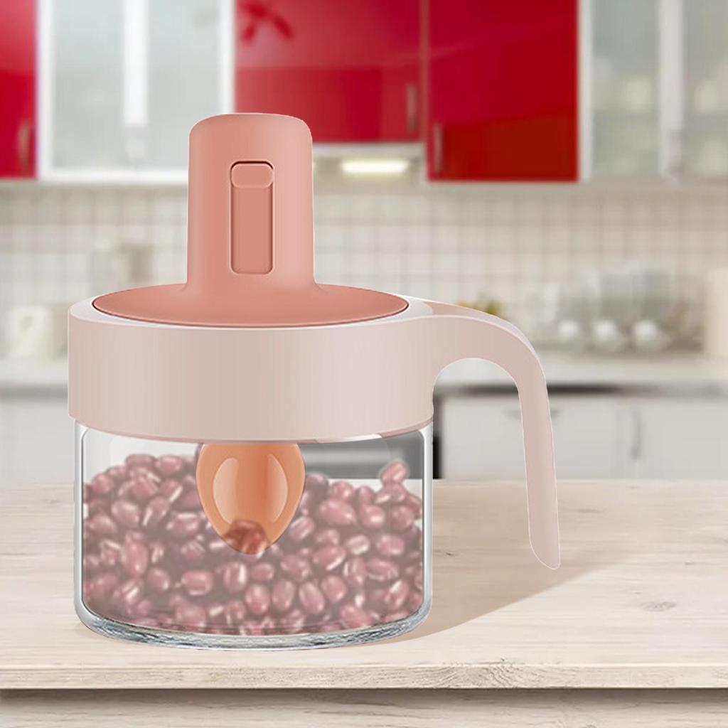Household Seasoning Jar with Lids Spoon Pepper Organizer Glass Can Kitchen