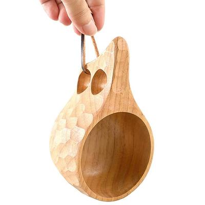 200ml Nordic Style Handmade Wooden Cup Portable Travel Coffee Cup Camping Hiking Survival Tea Cup