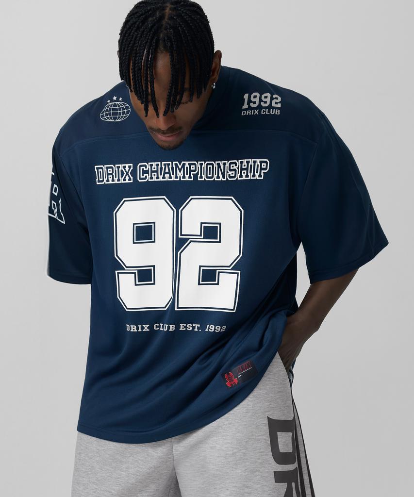 DRIX Rugby Oversized Mesh Jersey Half Sleeve_Navy