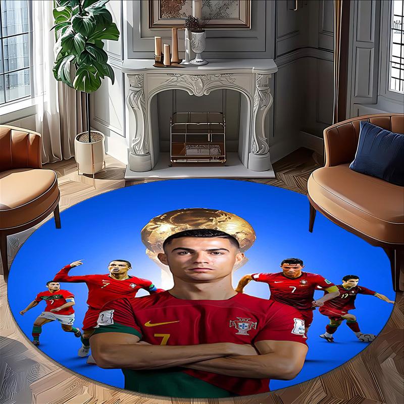1pc Soccer 7 (4) Print Round Carpet Chair Round Carpet Suitable for Bedroom Living Room Home Decorative Carpet