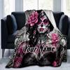 1PC Custom Name Day Dead Art outdooor Flannel blankets Throw Blanket All-Season Throw Gift Bedspread for Couch, Bed, Camping Holiday Birthday gift
