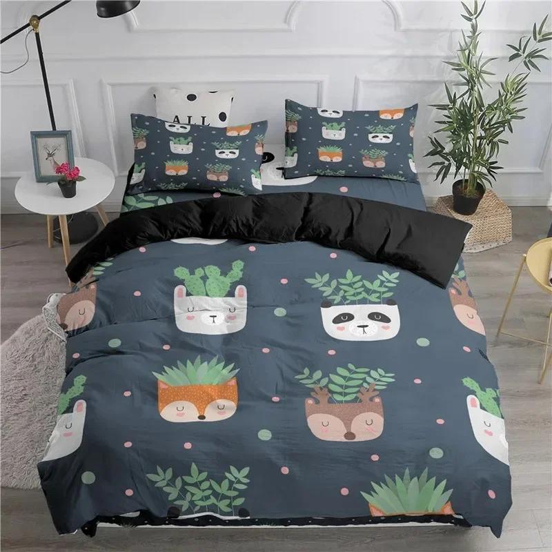 Cartoon Cat Dogs Toddler Comfortable Duvet Quilt Cover Pillowcase Bedding Set Children Bedroom Decoration Home Textile