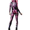Women Halloween Party Costume Turtleneck Skull Print Long Sleeve Jumpsuit Outfit Scary Skeleton Bodysuit for Adults