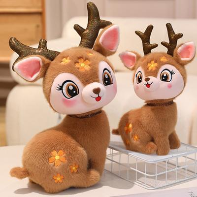 Reindeer Plush Toy Soft Stuffed Animal Christmas Deer Plushie Cuddly Hugging Pillow Holiday Gift for Kids