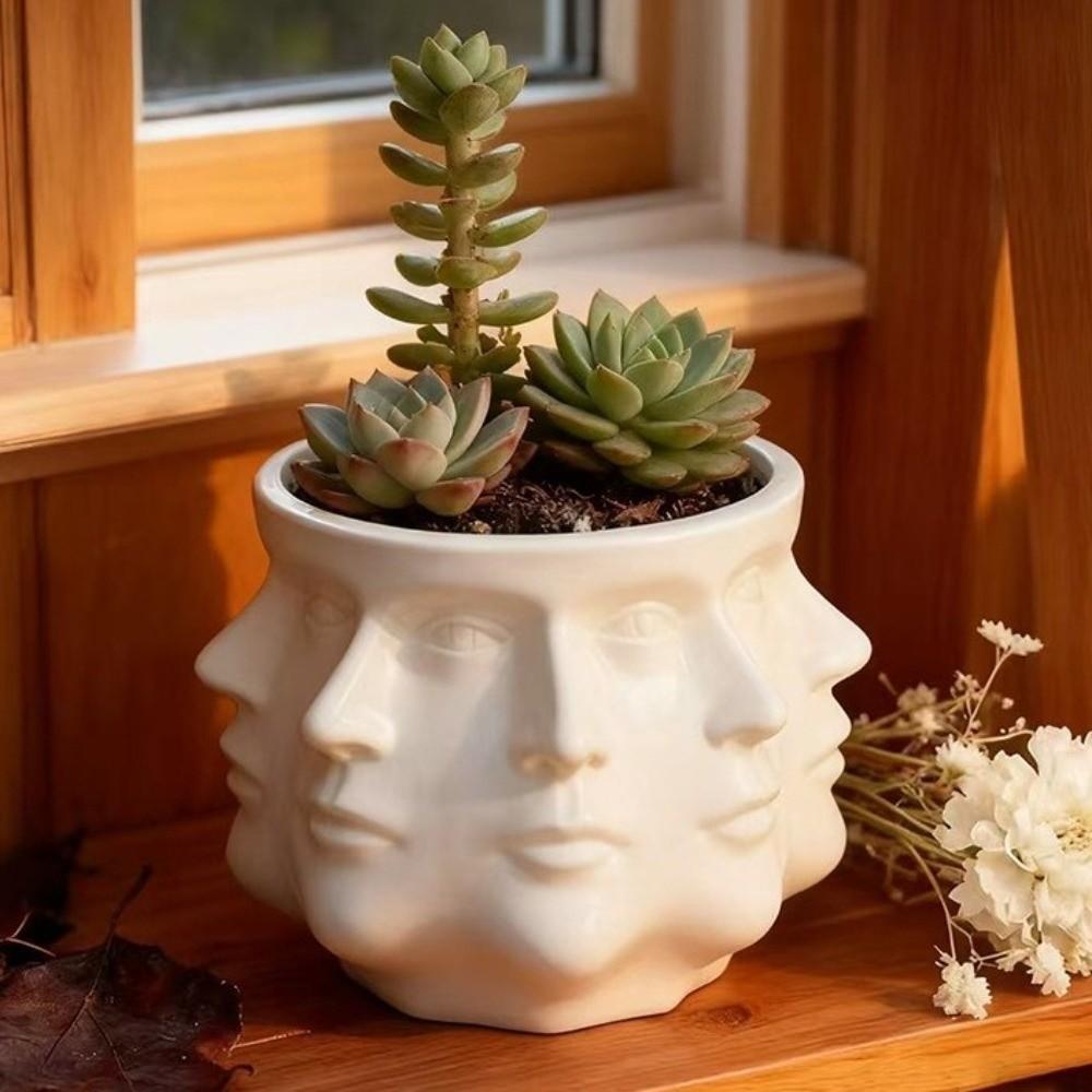 Unique Style Abstract Flower Pot Multi Sided Face Decorative Floral Ware  Office Ornament