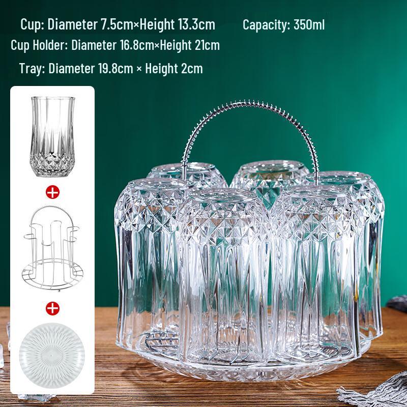 Shangqi Diamond Glassware Set with Rack and Tray