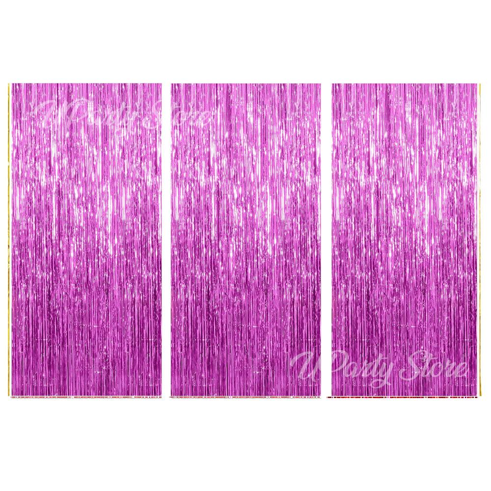 3Pcs Silver Foil Fringe Curtains 10 Colors Metallic Rose Gold Tinsel Streamer Curtains for Birthday Wedding Party Backdrop Decor